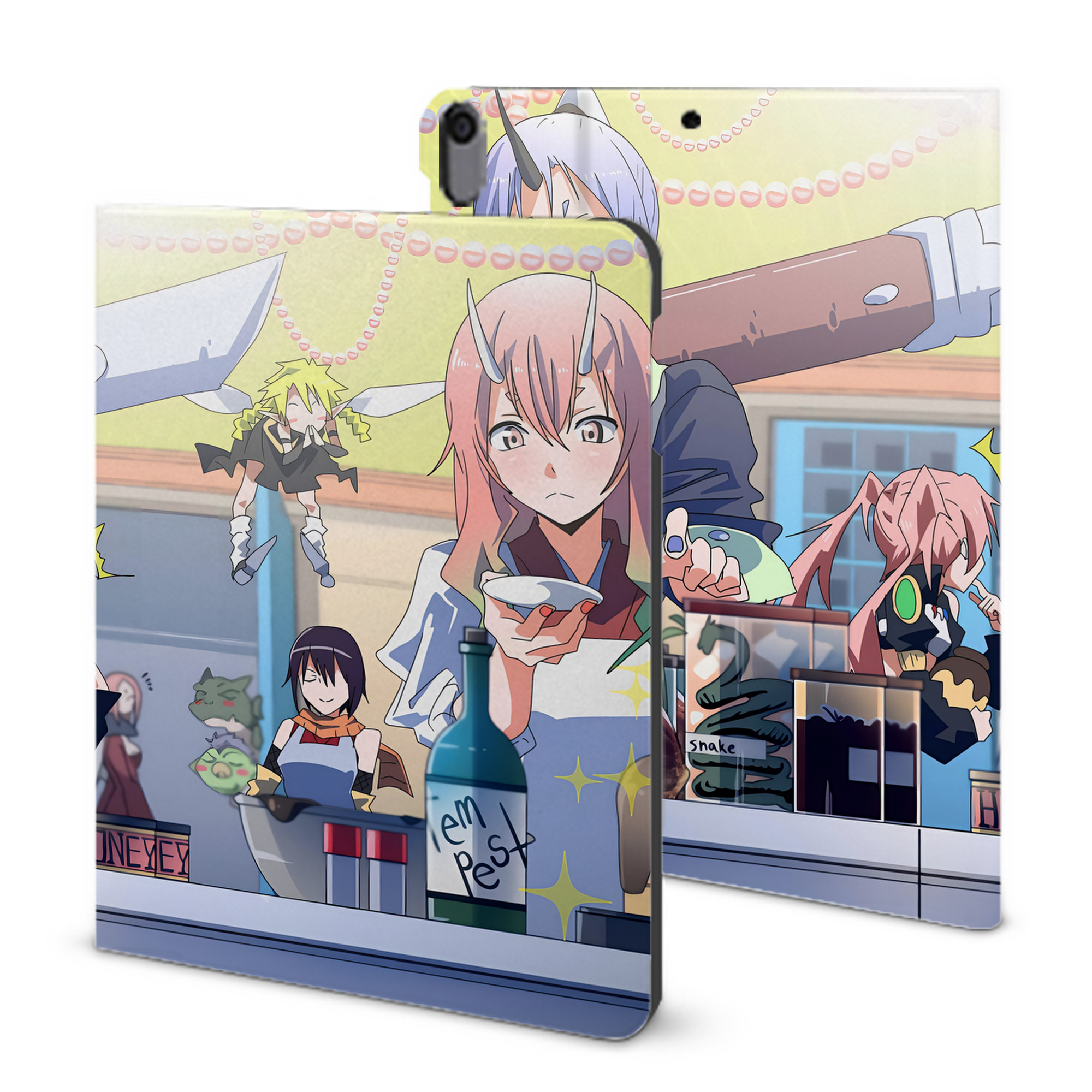 （画像用） 転スラ Regarding Reincarnated to Slime IPad ケース ブック型 PUレザー TPU 耐衝撃 軽量 薄型 ペン収納なし 全面保護 IPad 各モデル対応
